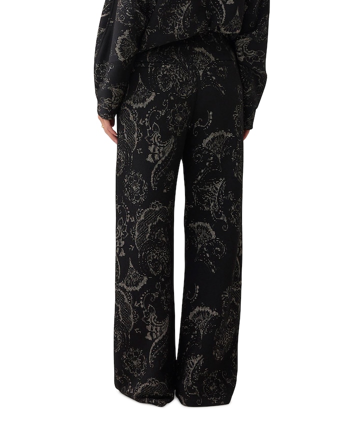 Ornamental jacquard broek zwart