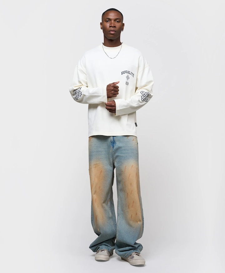 Uniseks longsleeve ecru