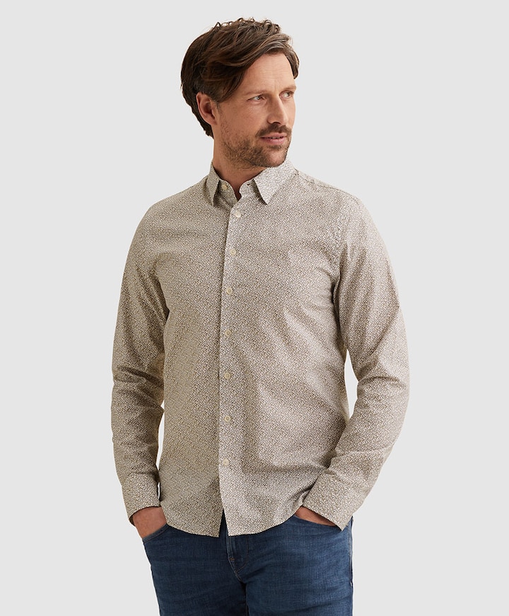 Heren overhemd lange mouw groen