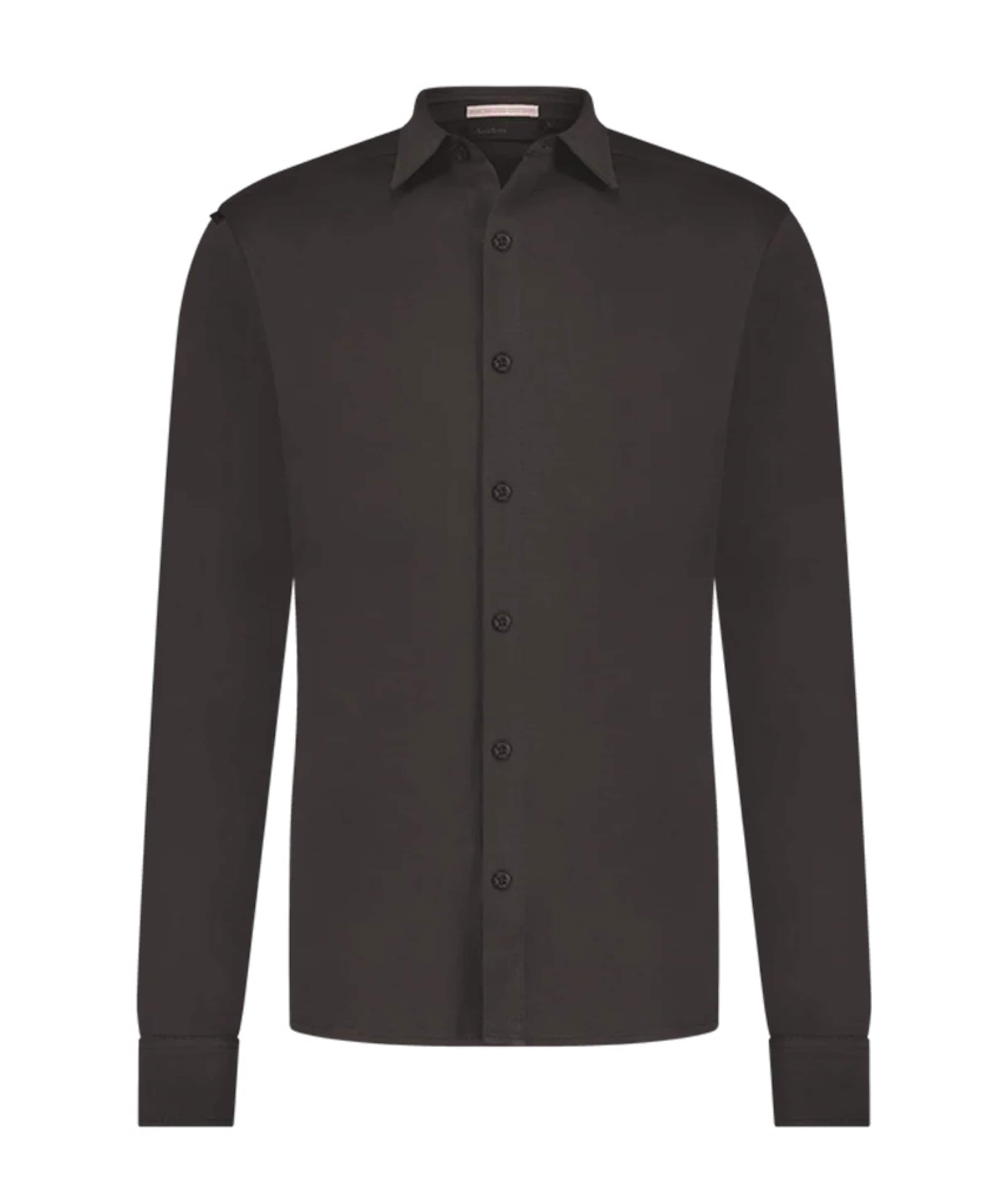 Heren overhemd lange mouw bruin