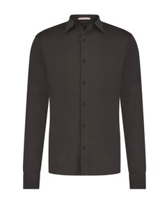 Heren overhemd lange mouw bruin