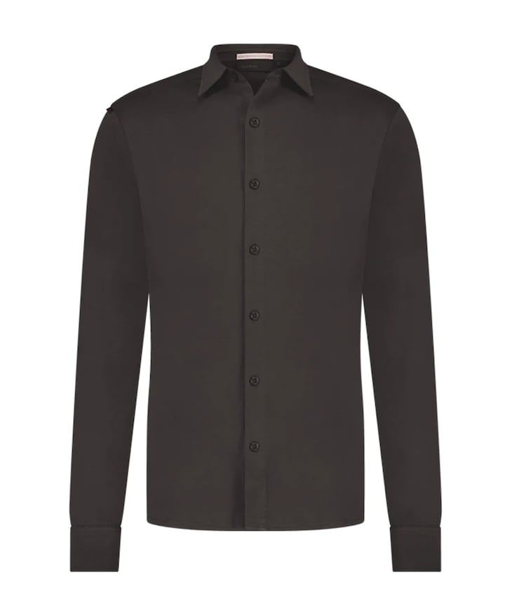 Heren overhemd lange mouw bruin