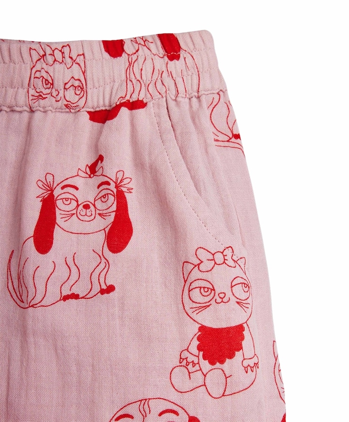 Minibabies woven meisjes korte broek roze