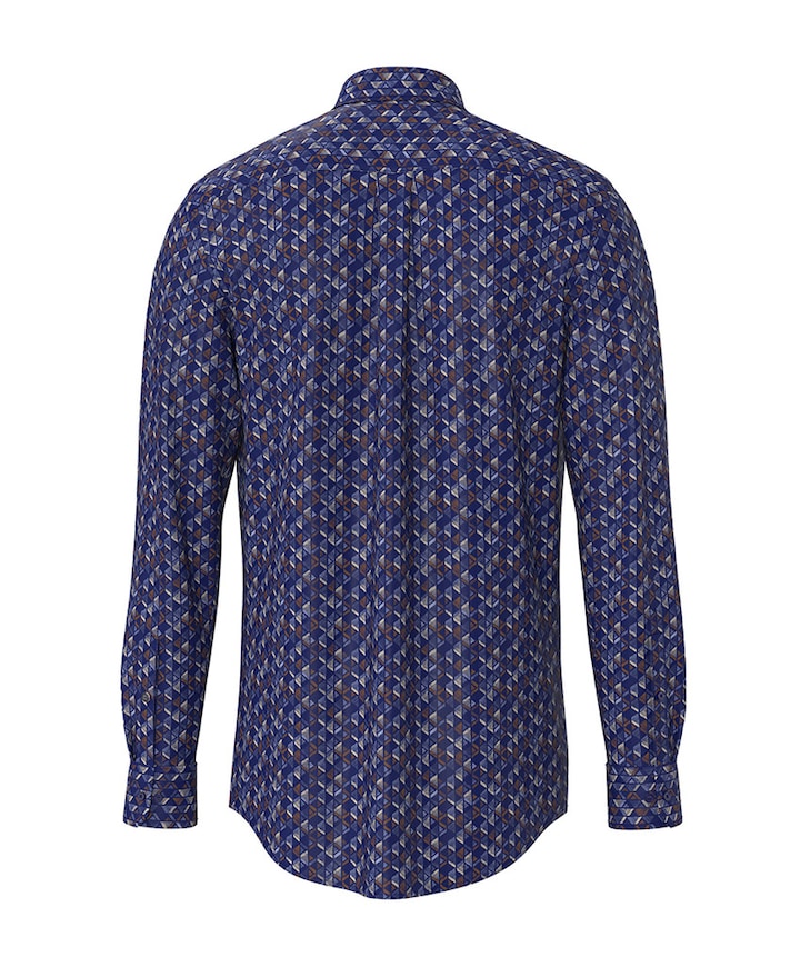 Heren overhemd lange mouw blauw