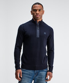 Heren trui met rits blauw
