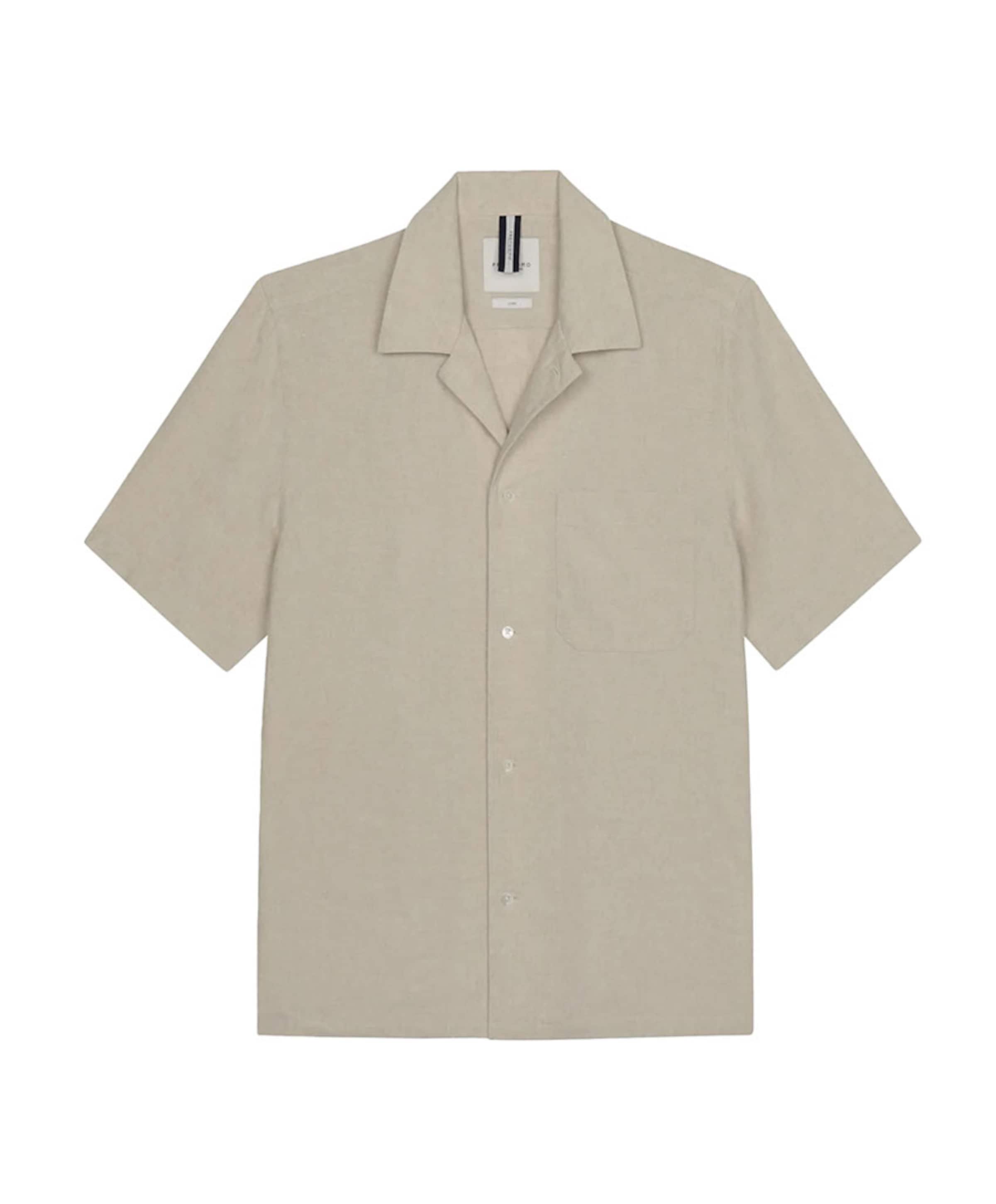 Heren overhemd korte mouw beige