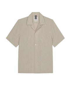 Heren overhemd korte mouw beige