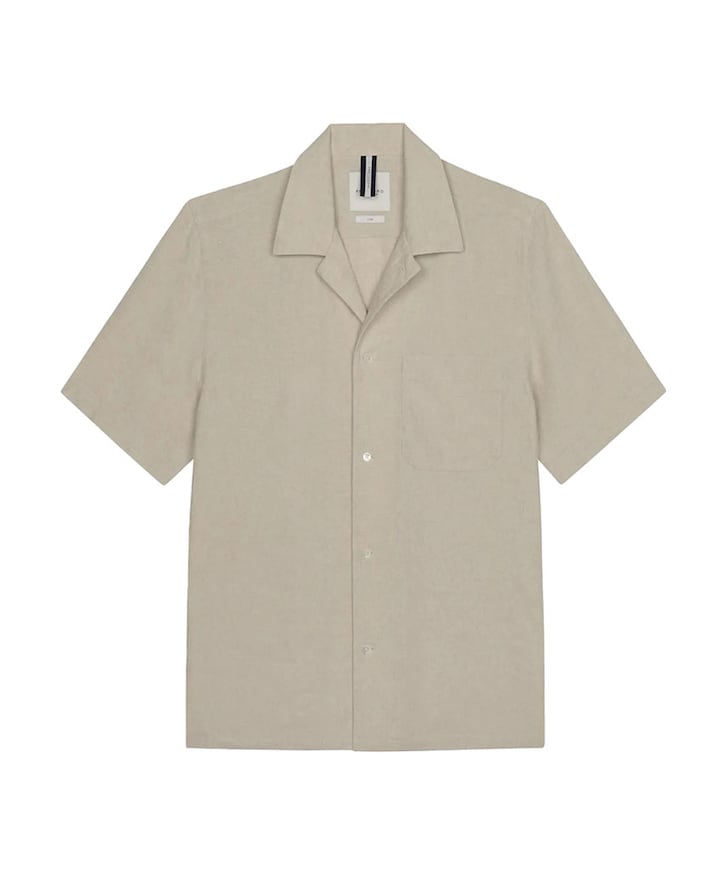 Heren overhemd korte mouw beige