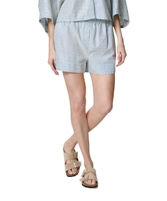 cross elastic waistband dames korte broek blauw