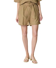 Embroidery dames korte broek beige