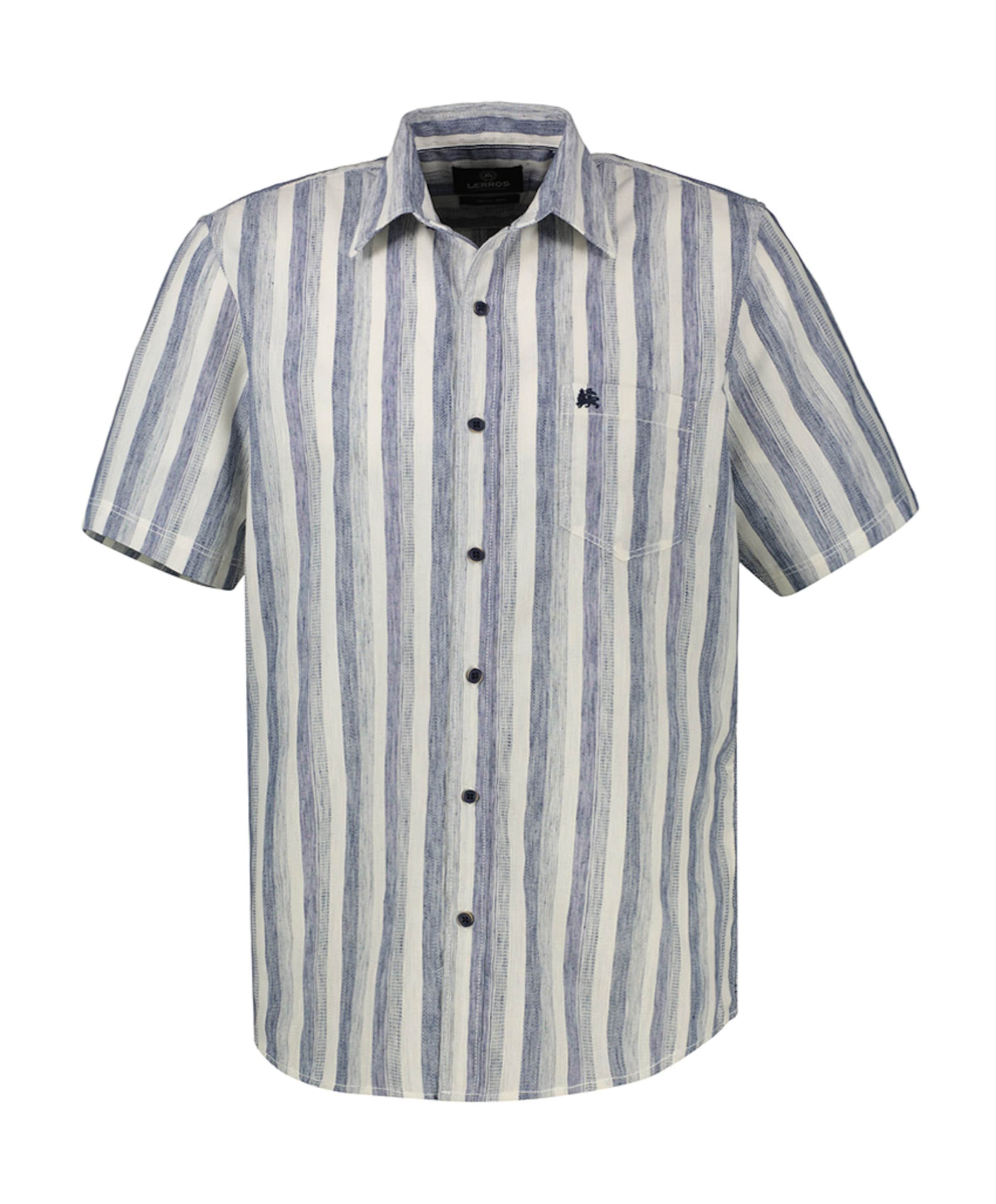 Heren overhemd korte mouw blauw