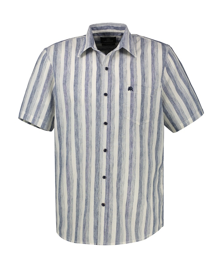 Heren overhemd korte mouw blauw