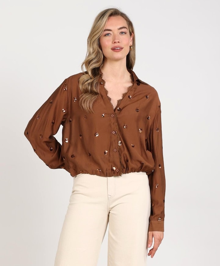Dames blouse bruin