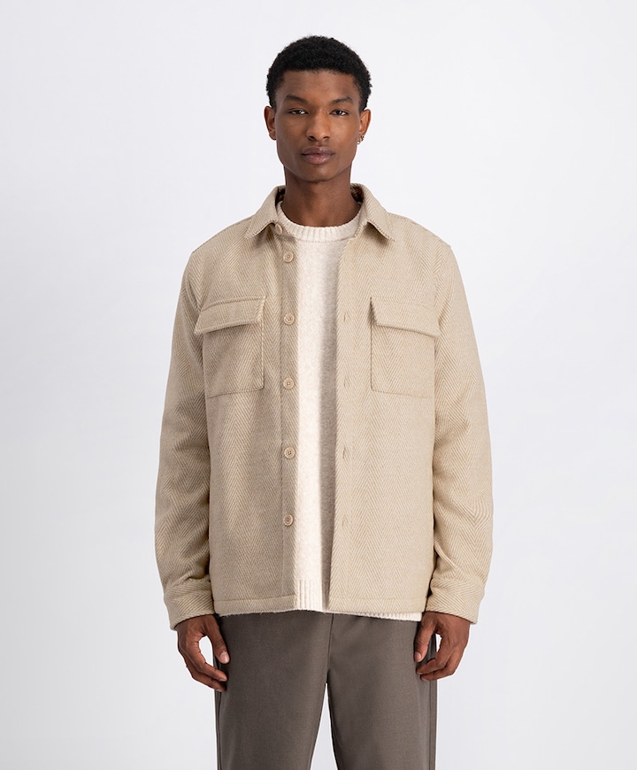 Overshirt lange mouw beige
