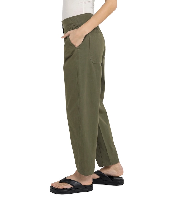 High waist barrel leg dames broek groen