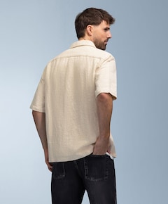 Heren overhemd korte mouw beige