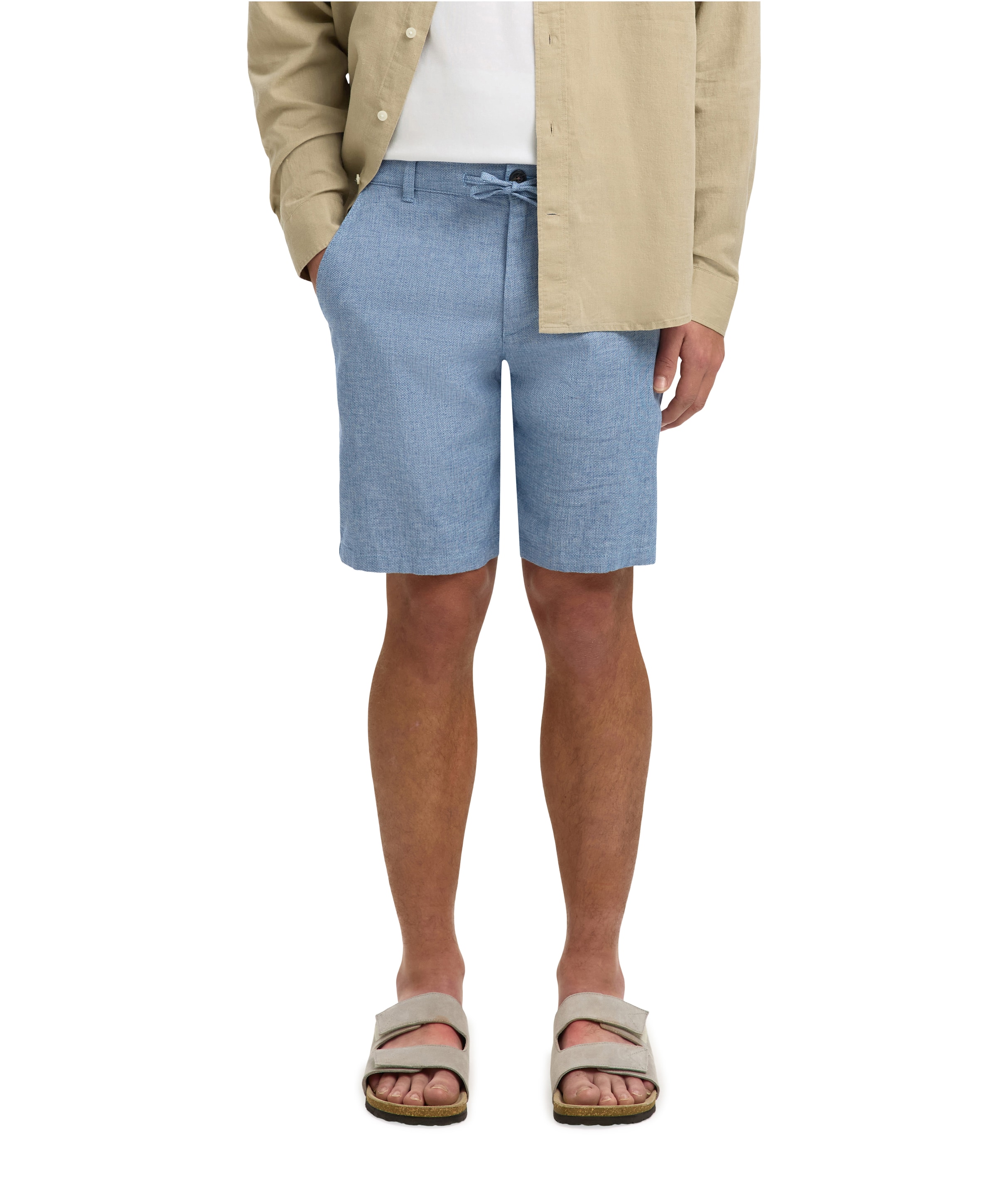 SLHREGULAR-BRODY LINEN SHORTS NOOS heren korte broek blauw
