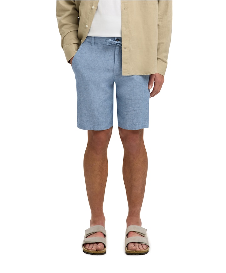 SLHREGULAR-BRODY LINEN SHORTS NOOS heren korte broek blauw