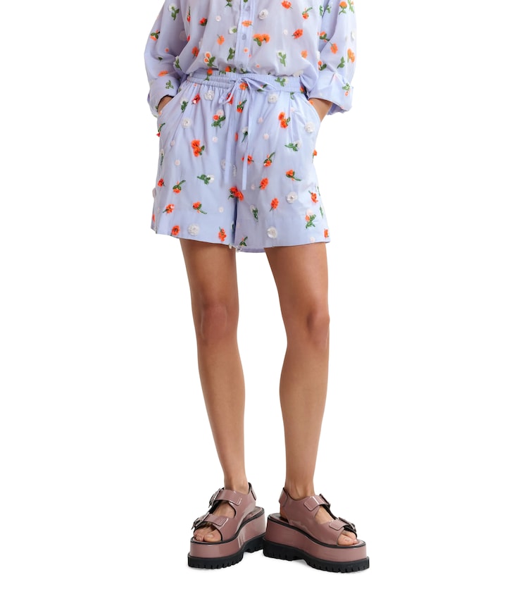 Jelena embroidered dames korte broek blauw