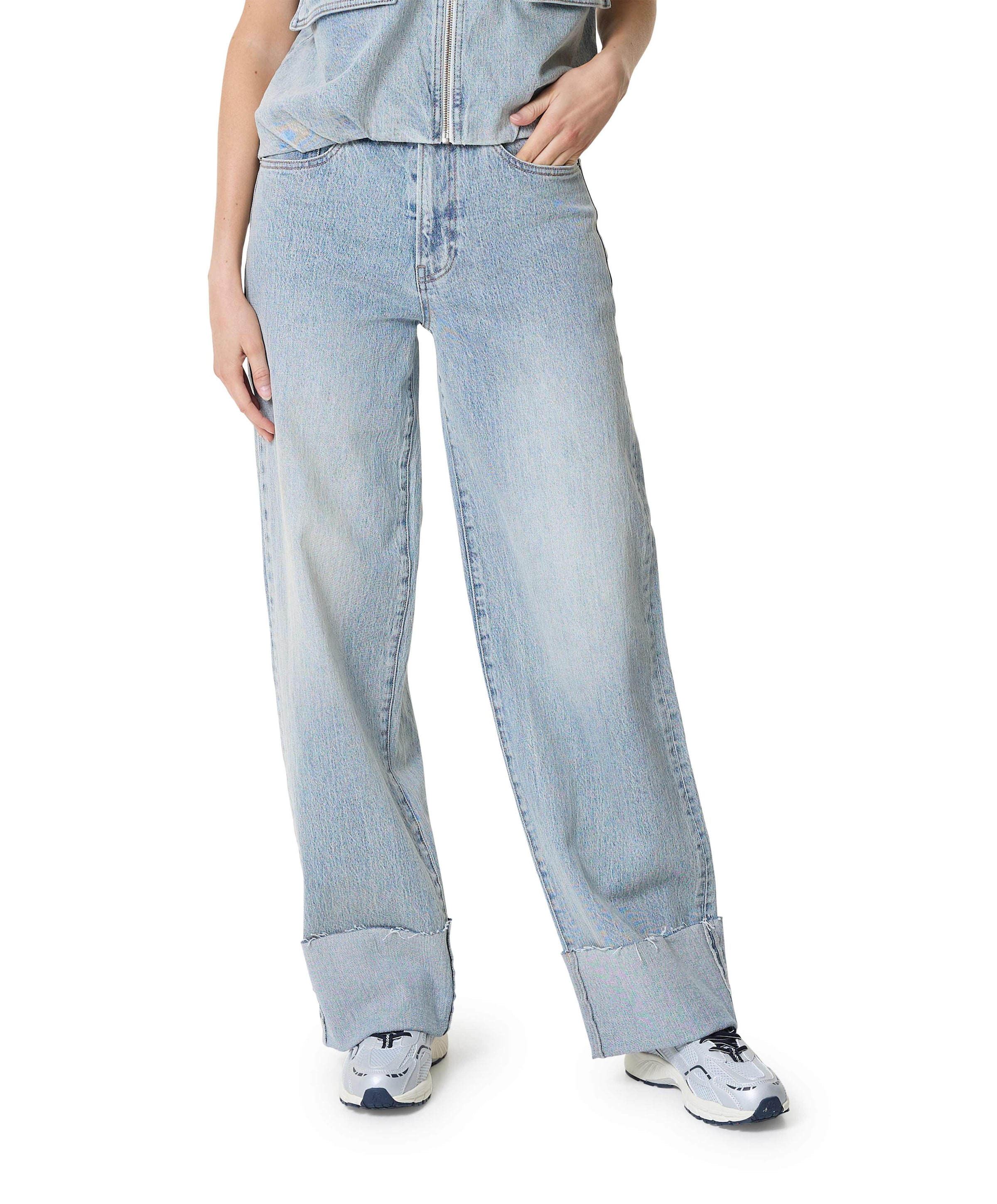 Loose fit with fold dames jeans blauw