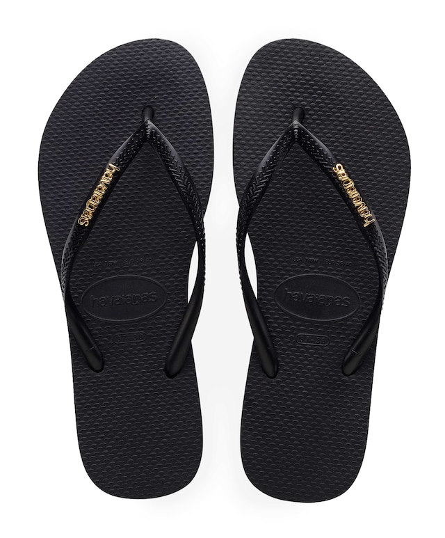 Slim logo metallic  slippers zwart