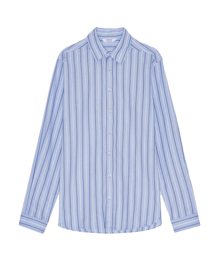 Heren overhemd lange mouw blauw