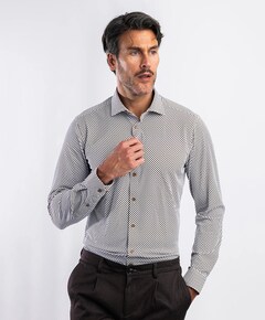 Heren overhemd lange mouw bruin