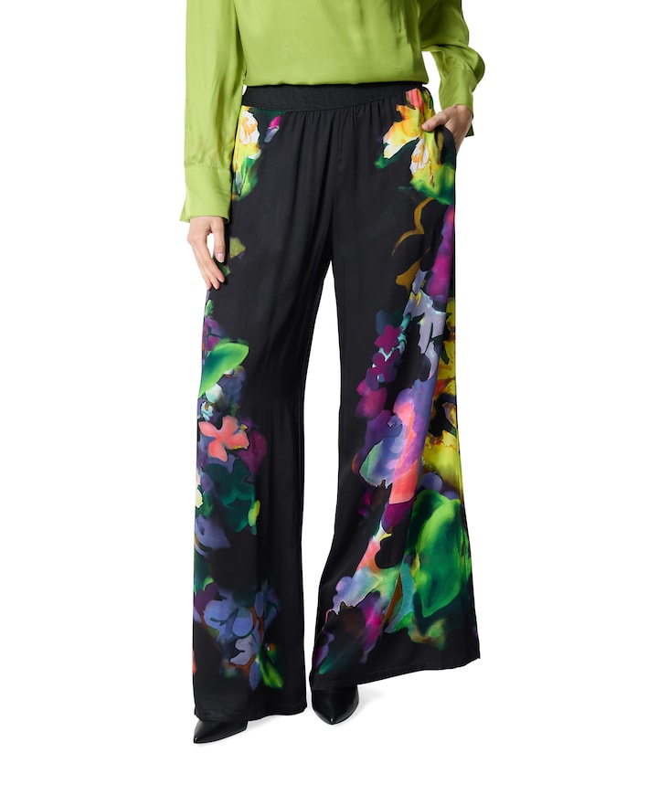 Broek viscose bedrukt recht dames broek multicolor