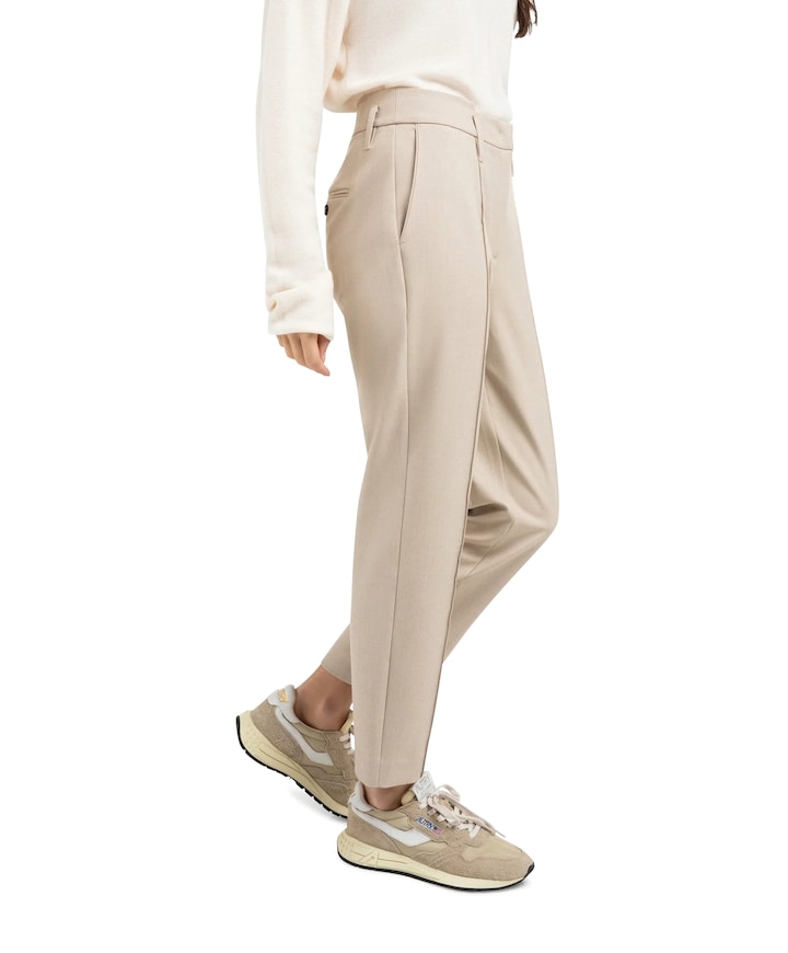 Broek met taillebanddetail dames broek beige