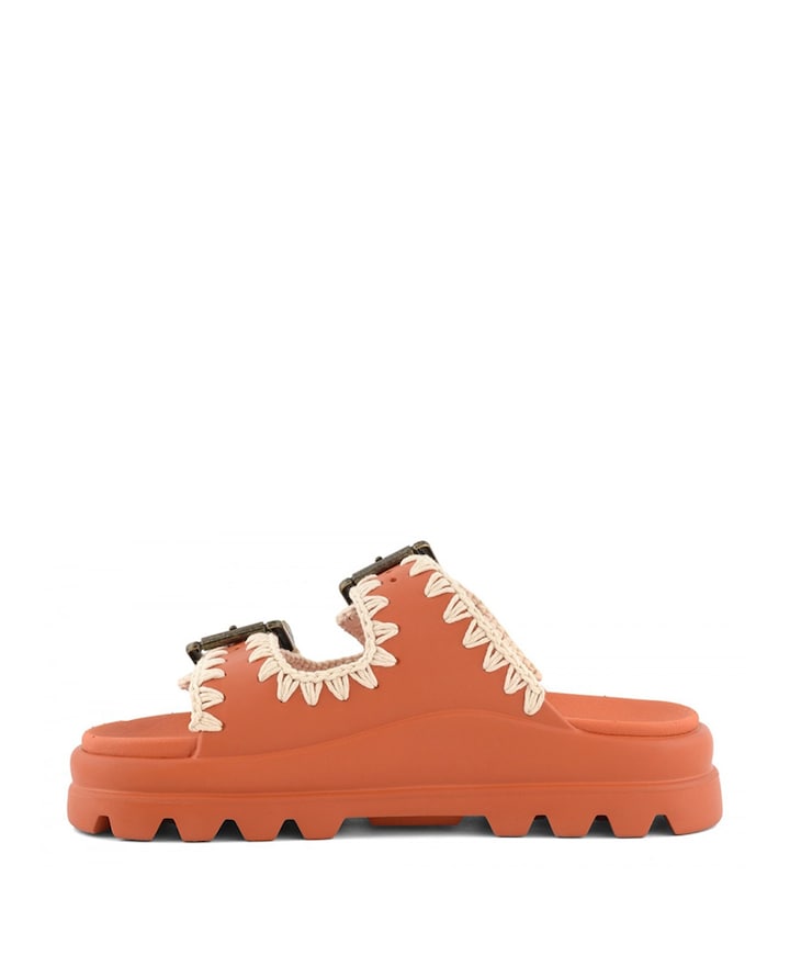 Eva one-piece slide two-buckle dames slippers oranje