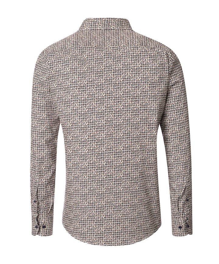 Heren overhemd lange mouw bruin