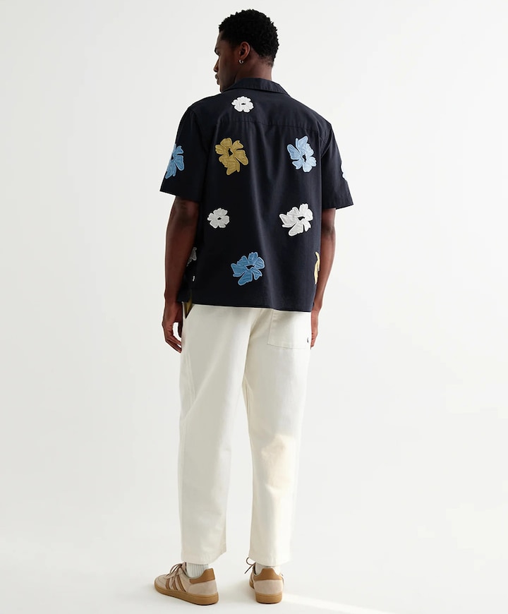 Heren overhemd korte mouw blauw