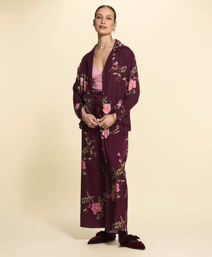 Dames pyjamabroek bordeaux