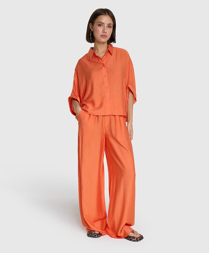 IRREGULAR WIDE LEG PANTS dames broek oranje