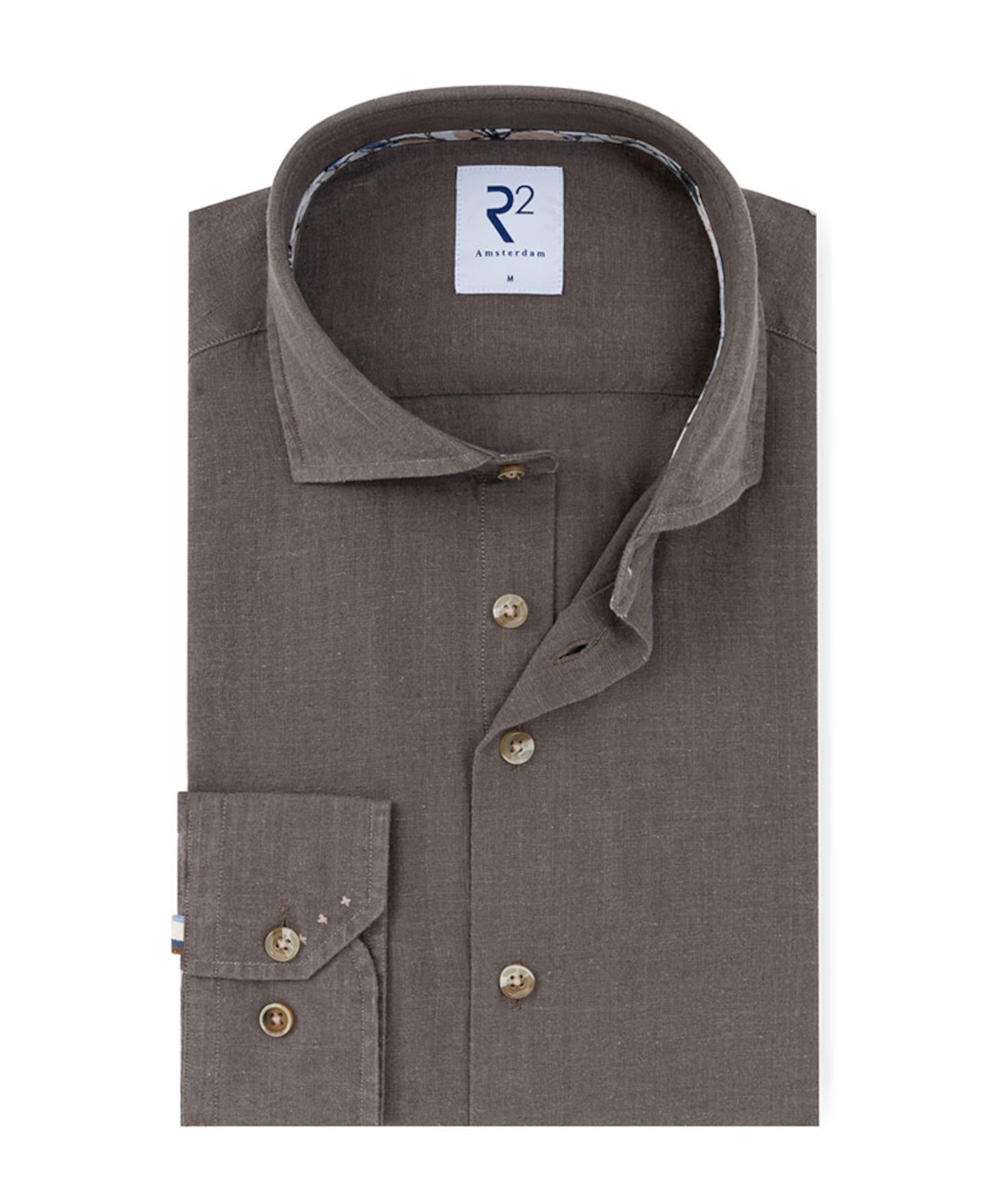 Heren overhemd lange mouw bruin