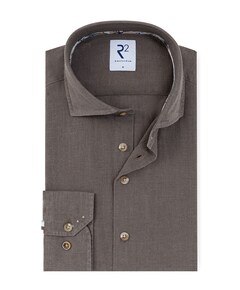 Heren overhemd lange mouw bruin