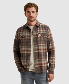 Heren overhemd lange mouw bruin