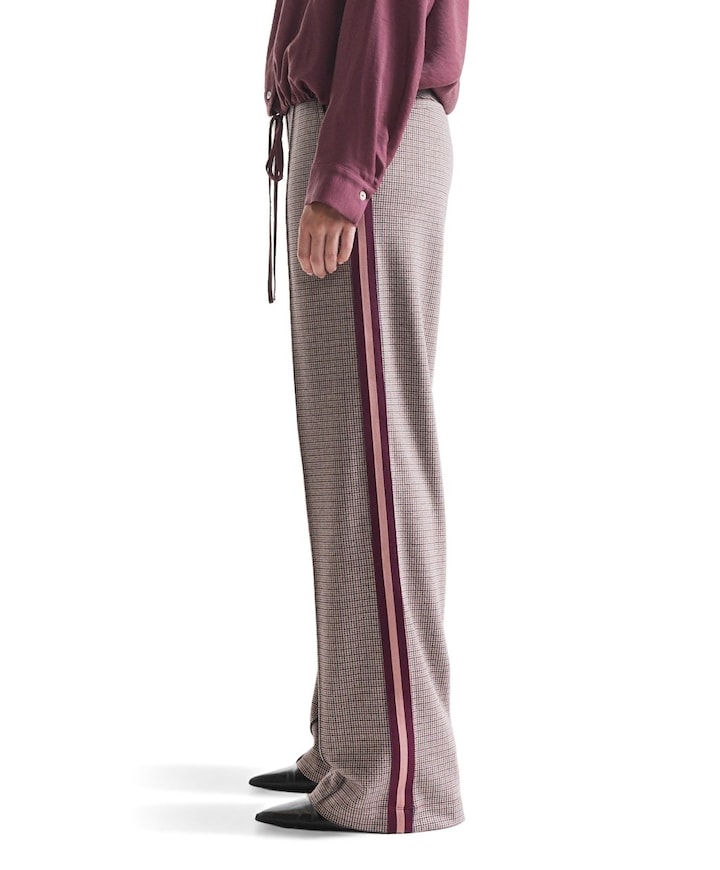 ALEIDOU BROEK hvpdp 404 pied de poule wide leg tap dames broek rood