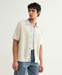 Heren overhemd korte mouw ecru
