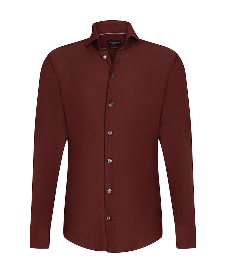 Heren overhemd lange mouw bordeaux