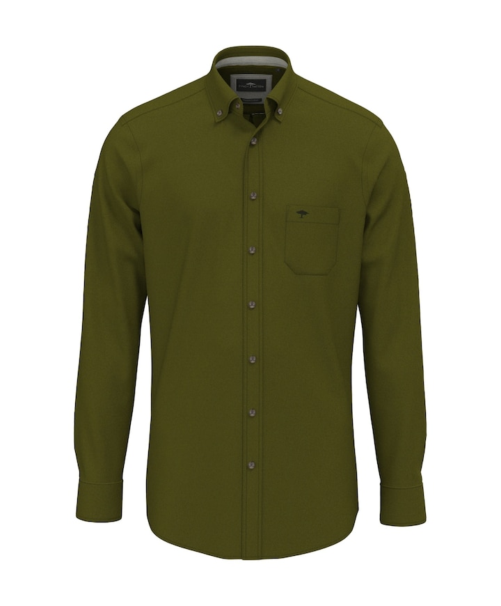 Heren overhemd lange mouw groen