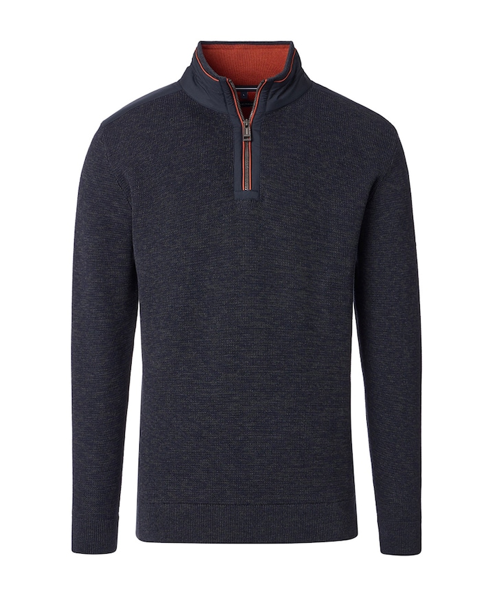 Heren trui met rits blauw