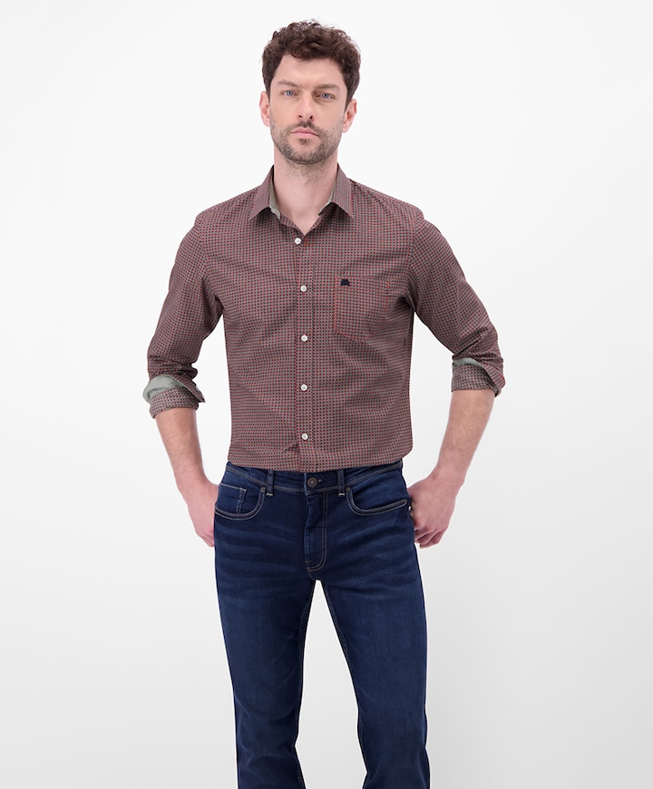 Heren overhemd lange mouw rood