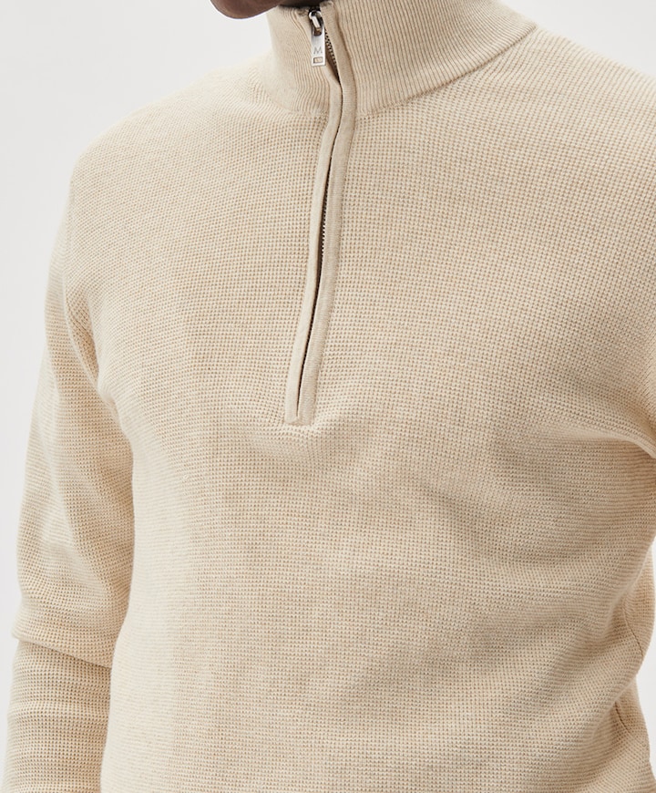 Trui met rits beige