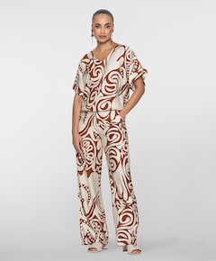 Bi-color dames broek bruin