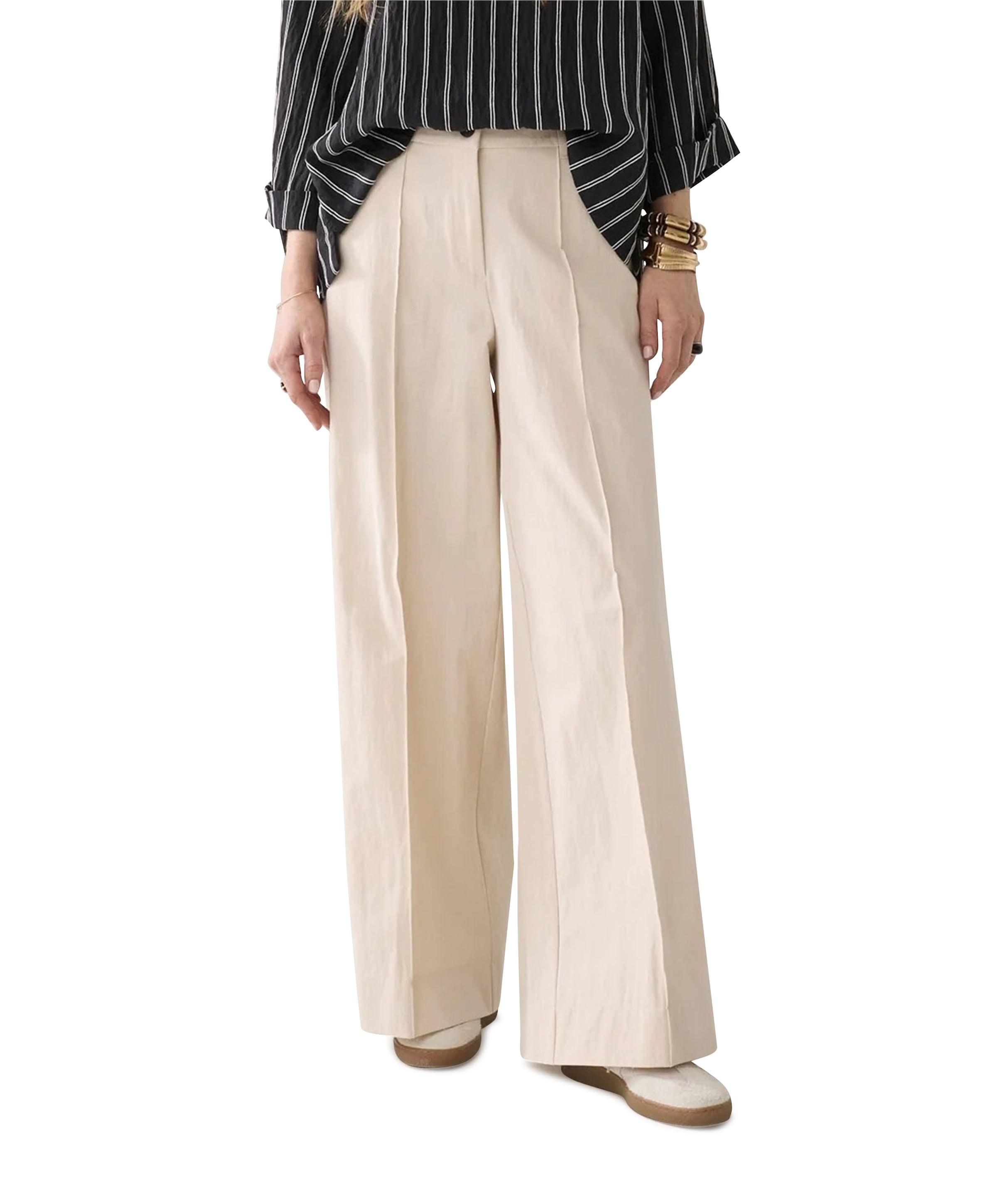 Wide leg Cotton blend with approx 82cm in dames broek ecru