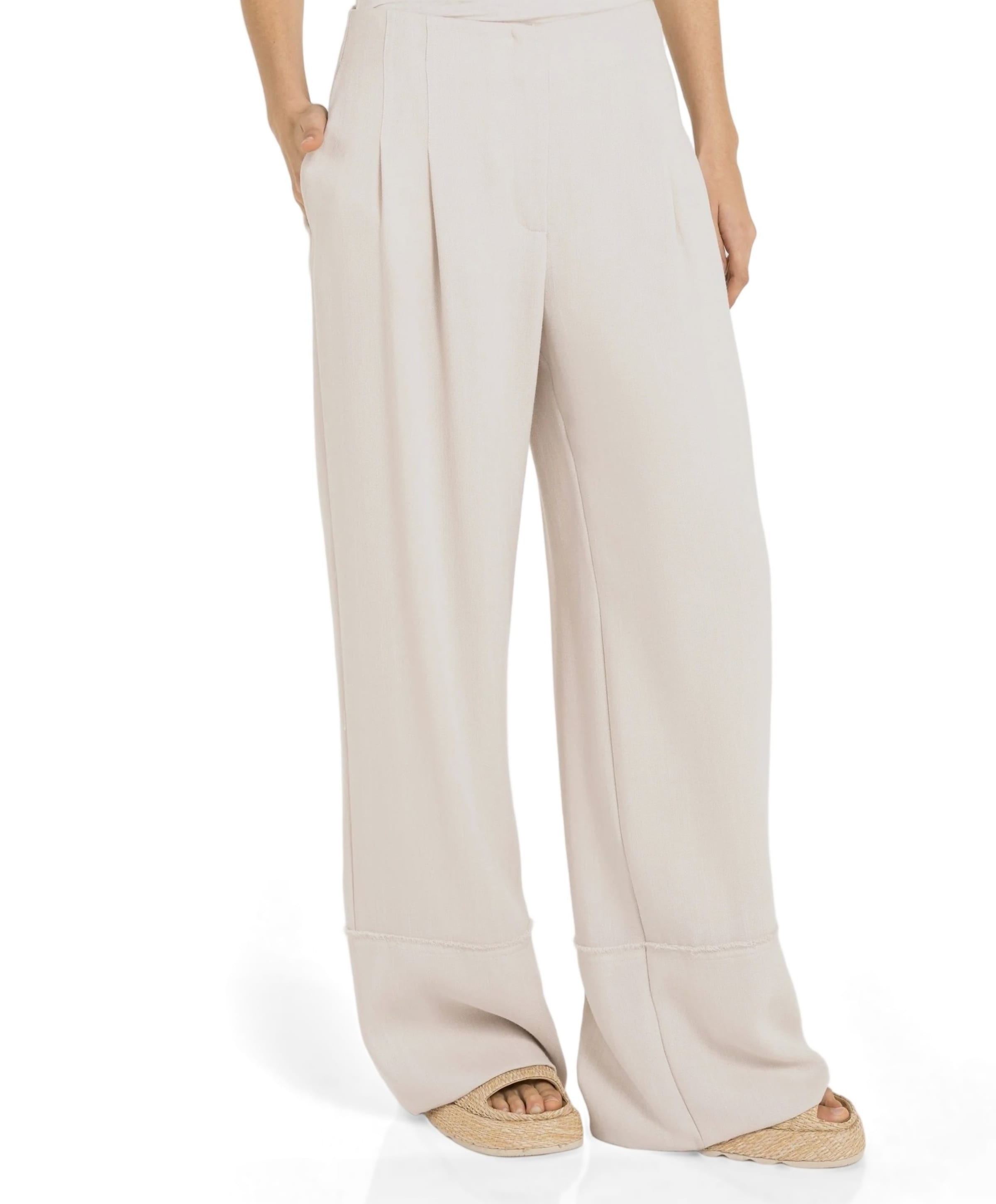 Franjedetails dames broek ecru