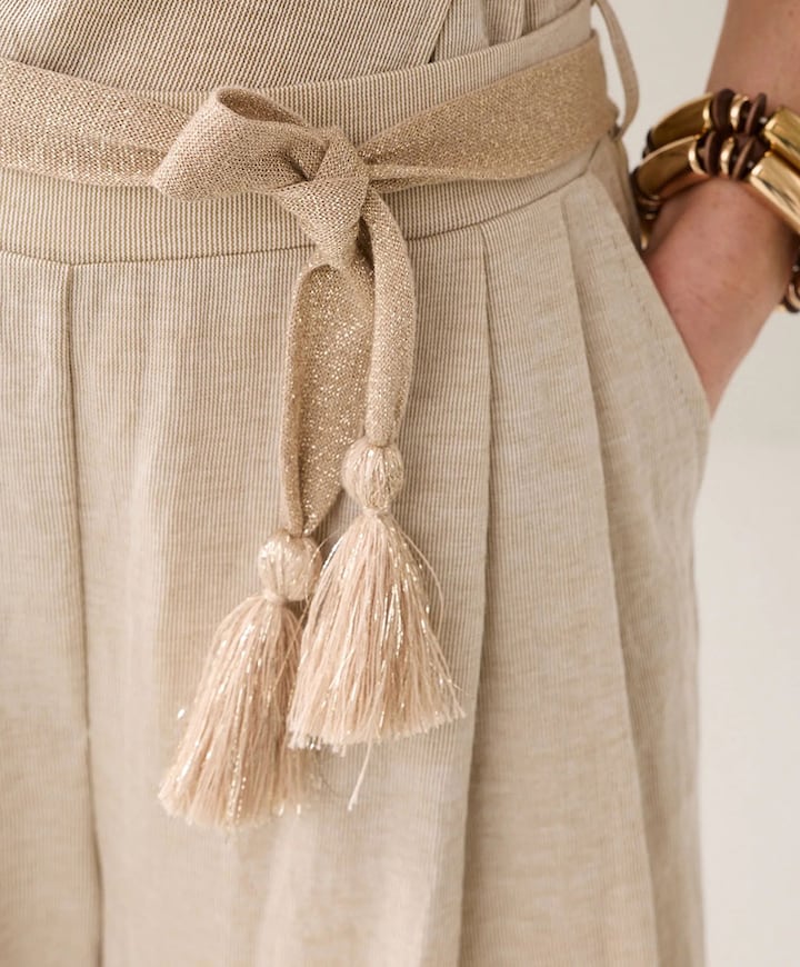 Linen look dames broek beige