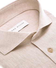 Heren overhemd lange mouw beige