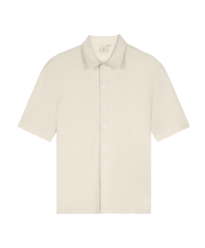 Heren overhemd korte mouw beige